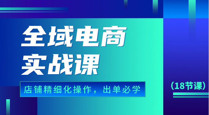 [电商相关] 全域电商实战课，个人店铺精细化操作流程，出单必学内容（18节课）